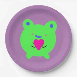 Assiettes En Carton Grenouille douce au coeur