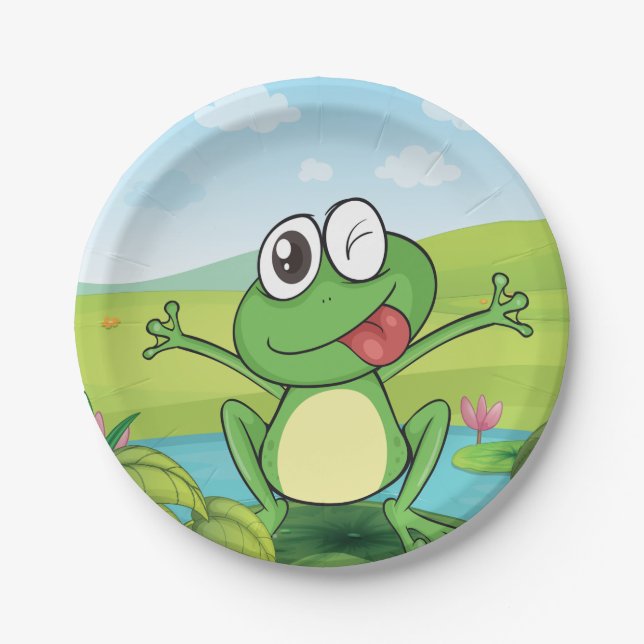 Assiettes En Carton Grenouille drôle (Devant)