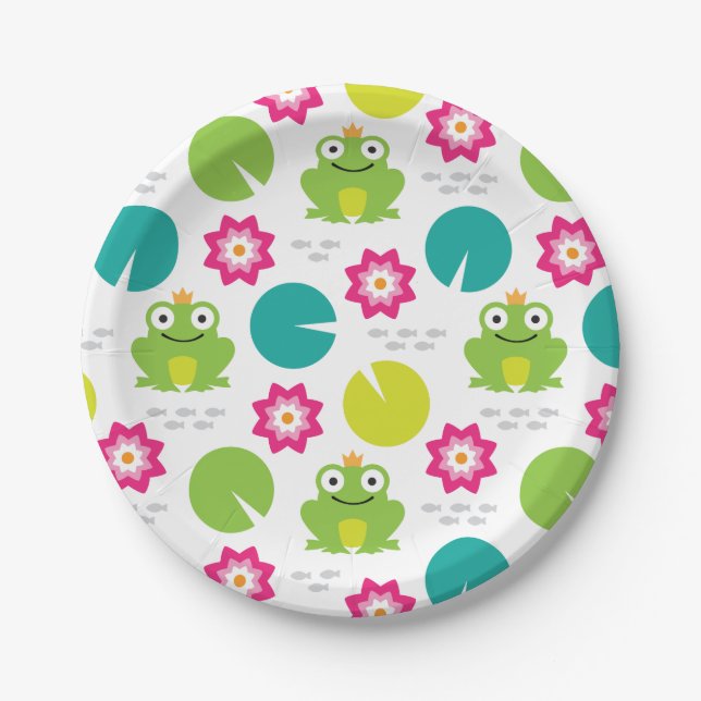 Assiettes En Carton Grenouille et motif sans couture de Nenuphar (Devant)