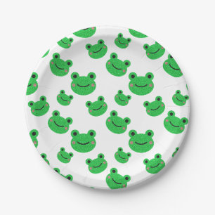 Assiettes En Carton Grenouille fête d'anniversaire Croaking Green Part