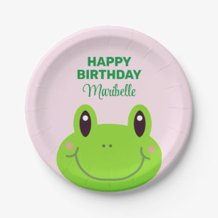 Assiettes En Carton Grenouille Joyeux anniversaire mignon rose