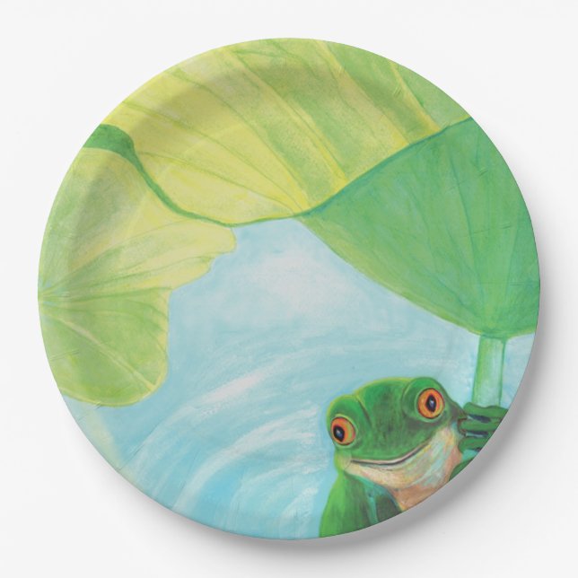 Assiettes En Carton Grenouille verte sous Pad Lily (Devant)