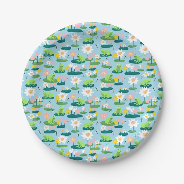 Assiettes En Carton Grenouilles et Lily Pads BABY SHOWER d'anniversair (Devant)