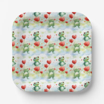 Grenouilles Whimsical mignonnes avec ballons rouge