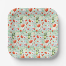 Grenouilles Whimsical mignonnes avec ballons rouge