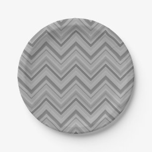 Assiettes En Carton Grey stripes zigzag