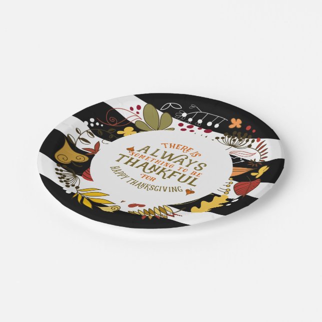 Assiettes En Carton Grilles Noir & Blanc Wreath & Always Thankor (Angle)