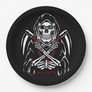 Assiettes En Carton Grim Reaper Scythe Décès Skeleton Bones Halloween