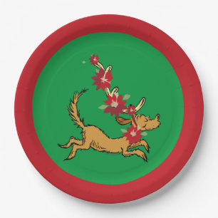 Assiettes En Carton Grinch Max Pointsettia de Noël