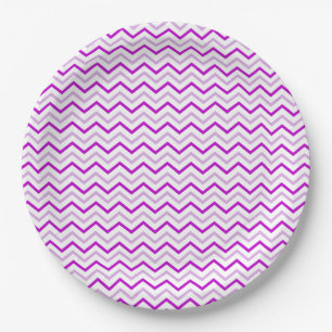 Assiettes En Carton Gris pourpre et blanc Chevron