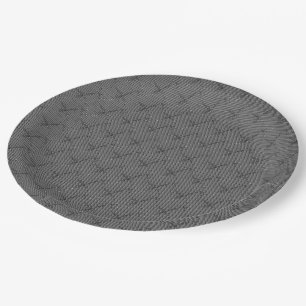 Assiettes En Carton Gris tressé avec petites rayures et filé