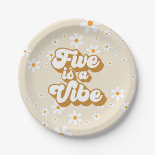 Assiettes En Carton Groovy Five est une ambiance Retro Daisy 5ème anni