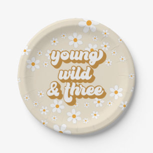 Assiettes En Carton Groovy Young Wild Trois Retro Daisy 3ème Anniversa