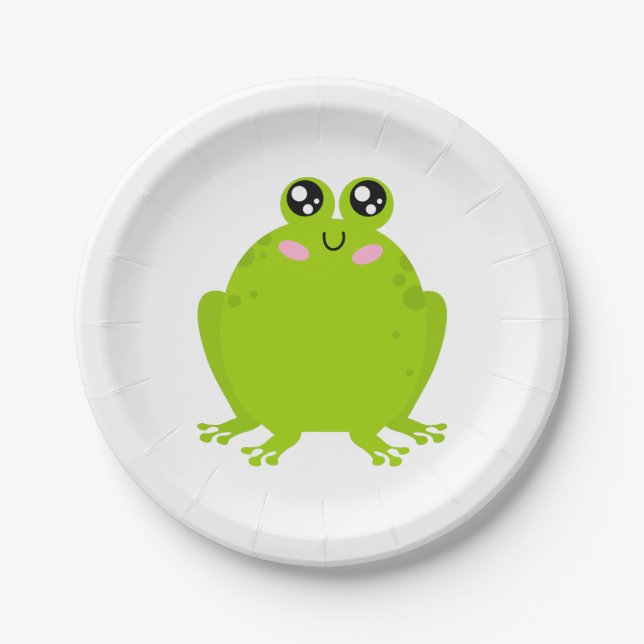 Assiettes En Carton Grosse grenouille mignonne (Devant)