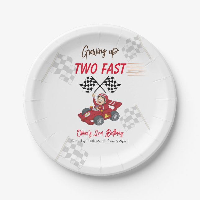 Assiettes En Carton Grossissant deux jeûnes 2e anniversaire (Devant)