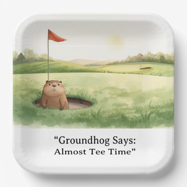 Assiettes En Carton Groundhog Day Golfer Winter Golf Holiday (Recto)
