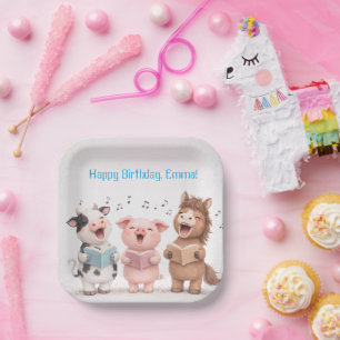 Assiettes En Carton Groupe d'animaux de la ferme Anniversaire