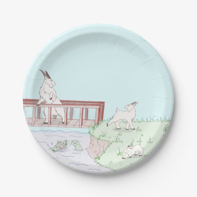 Assiettes En Carton Gruff de trois chèvres Billy  (Devant)