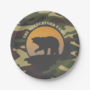 Assiettes En Carton Gruissement d'ours et camouflage