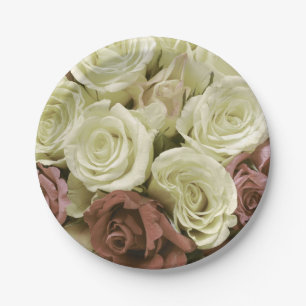 Assiettes En Carton Grunge vintage rétro roses photo fleurs florales s