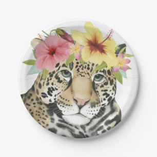 Assiettes En Carton Guépard doux tropical du halo