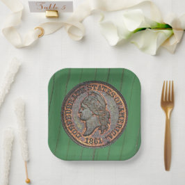 Assiettes En Carton Guerre civile ⚔️ Confederate Penny Green Wall USA