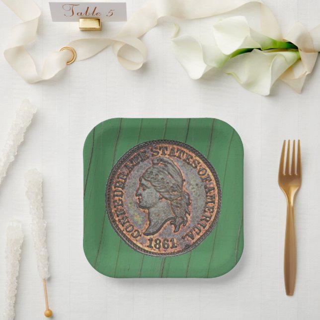 Assiettes En Carton Guerre civile ⚔️ Confederate Penny Green Wall USA (Mariage)