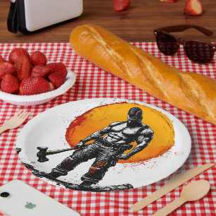 Assiettes En Carton guerrier barbare médiéval imaginaire hummer force
