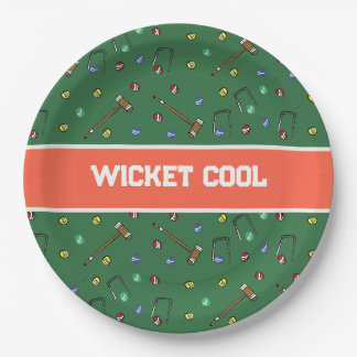 Assiettes En Carton Guichet Cool Croquet Main Illustré Vert