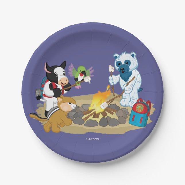 Assiettes En Carton Guimauves de feu de camp de Webkinz | (Devant)