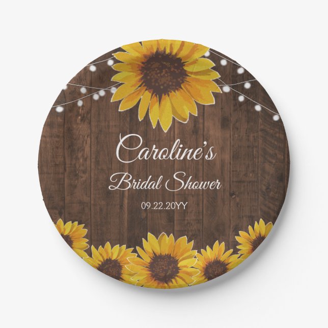 Assiettes En Carton Guirlande de tournesols rustiques pour mariage cha (Devant)