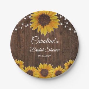 Assiettes En Carton Guirlande Lumineuse de Tournesols Rustiques pour M