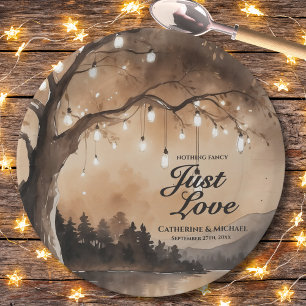 Assiettes En Carton Guirlandes Lumineuses Sur L'Arbre Mariage Romantiq