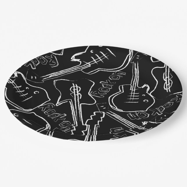 Assiettes En Carton Guitare (Angle)
