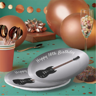 Assiettes En Carton Guitare électrique Personnalisé Plaques Ados