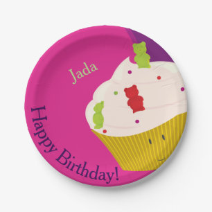 Assiettes En Carton Gummy Bear Cupcake  Plaque de papier