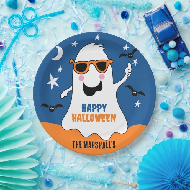 Assiettes En Carton Gus Ghost Halloween mignon enfants (Fête)