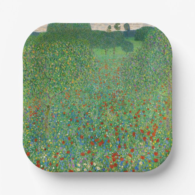 Assiettes En Carton Gustav Klimt - Champ de pavot (Recto)