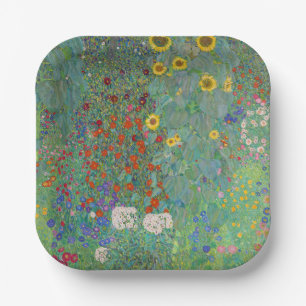 Assiettes En Carton Gustav Klimt - Jardin de campagne avec tournesols