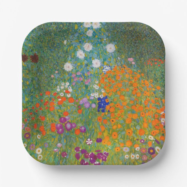 Assiettes En Carton Gustav Klimt - Jardin des fleurs (Recto)