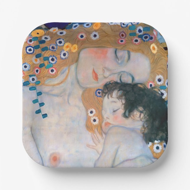 Assiettes En Carton Gustav Klimt - Mère et Enfant (Recto)