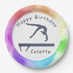 Assiettes En Carton Gymnastique Balayage de l'équilibre d'anniversaire
