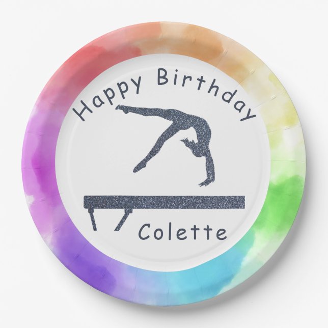 Assiettes En Carton Gymnastique Balayage de l'équilibre d'anniversaire (Devant)
