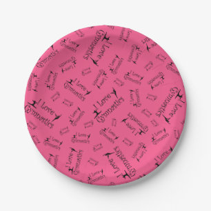 Assiettes En Carton Gymnastique d'amour du rose I