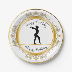 Assiettes En Carton Gymnastique élégante Gold Embellistée Anniversaire