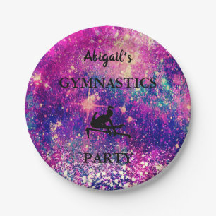 Assiettes En Carton Gymnastique féminine personnalisée Fête d'annivers