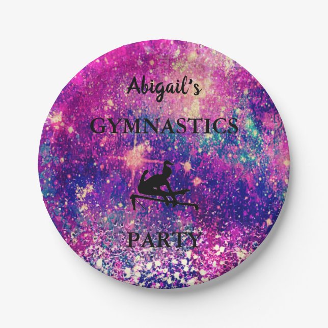 Assiettes En Carton Gymnastique féminine personnalisée Fête d'annivers (Devant)