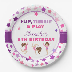 Assiettes En Carton Gymnastique Girl Stars Anniversaire