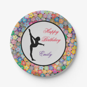 Assiettes En Carton Gymnastique Joyeux anniversaire Personnalisé