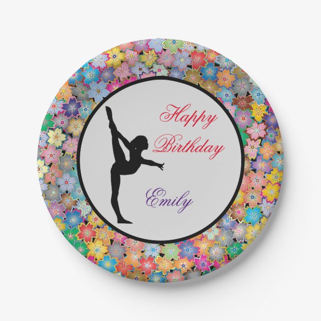 Assiettes En Carton Gymnastique Joyeux anniversaire Personnalisé (Devant)